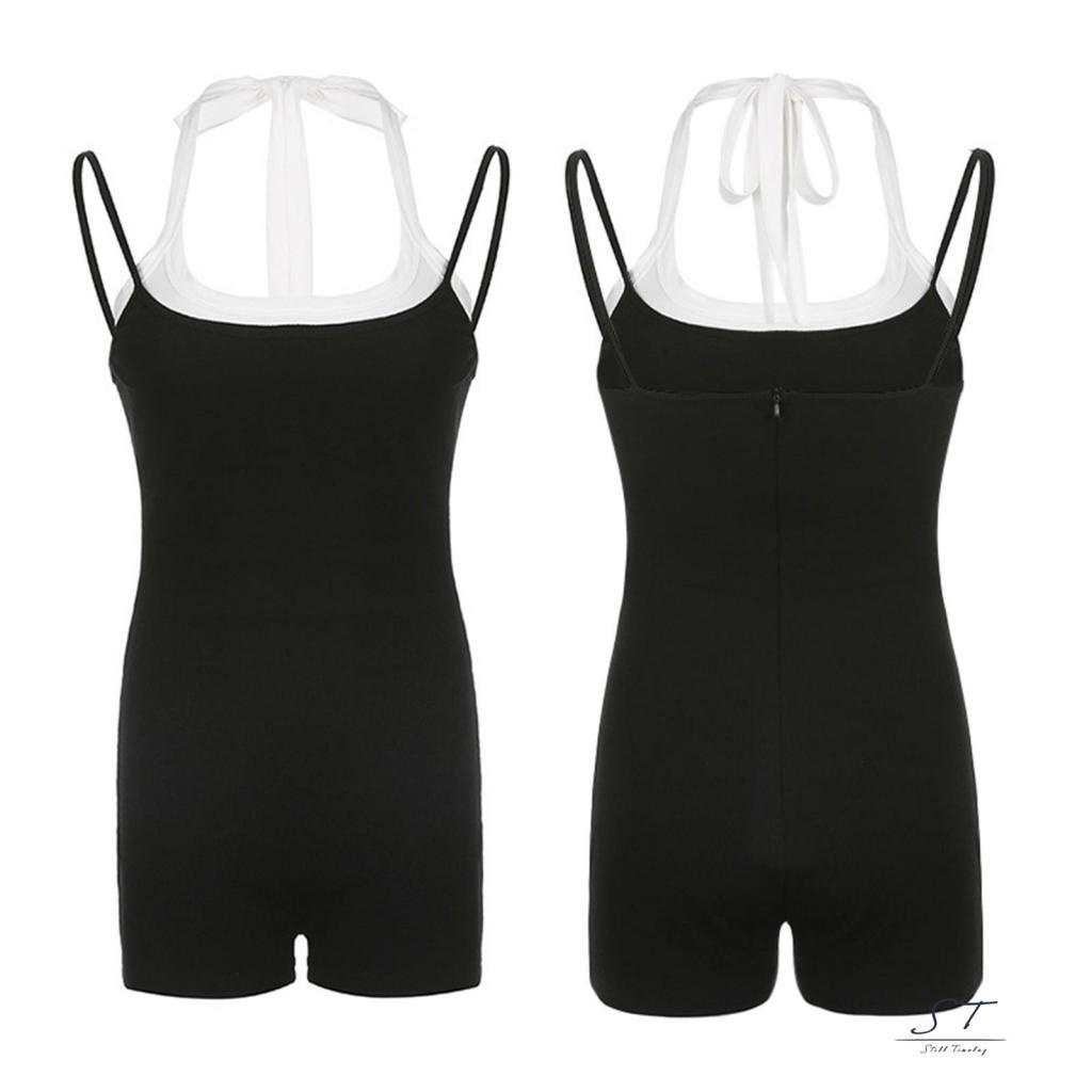 Bộ Áo Liền Quần Sát Nách Màu Sắc Tương Phản Thời Trang Mùa Hè Cho Nữ CY03