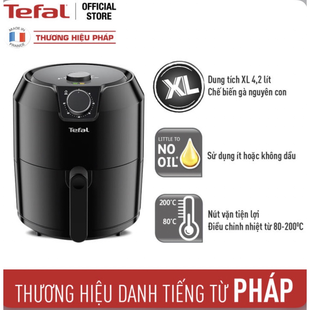 Nồi chiên không dầu Tefal EY201815-6 Lít-Công Suất 1500W-Điều chỉnh:80-200° C0-60 phút-Tự động ngắt khi quá nhiệt.