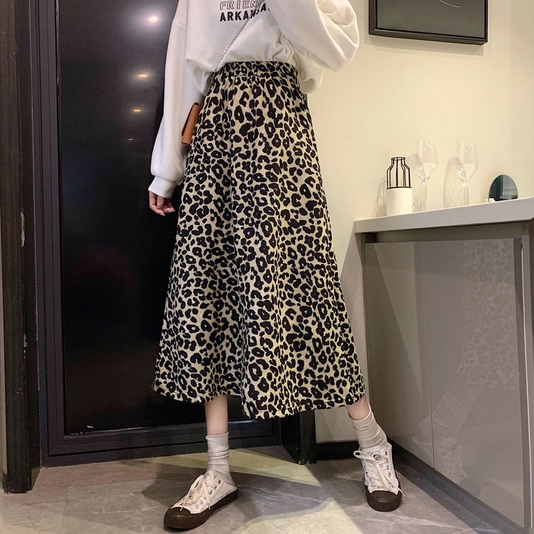 Chân Váy Chữ A Dài Vừa In Họa Tiết Da Báo Đa Năng Thời Trang Mùa Xuân Hàn Quốc Mới