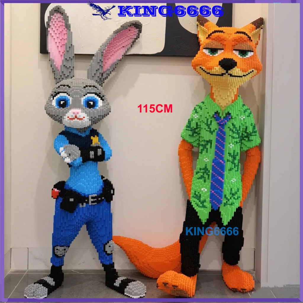 Xếp hình cáo nick và thỏ zootopia judy 115cm  Đồ chơi xếp hình lắp ráp mô hình cỡ lớn bear bricK