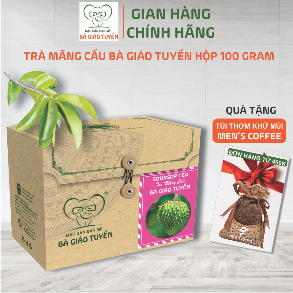 Trà mãng cầu Bà Giáo Tuyền - Trà mãng cầu xiêm thức uống thanh mát, đẹp da, chống ôxi hoá. Hộp 100 gram