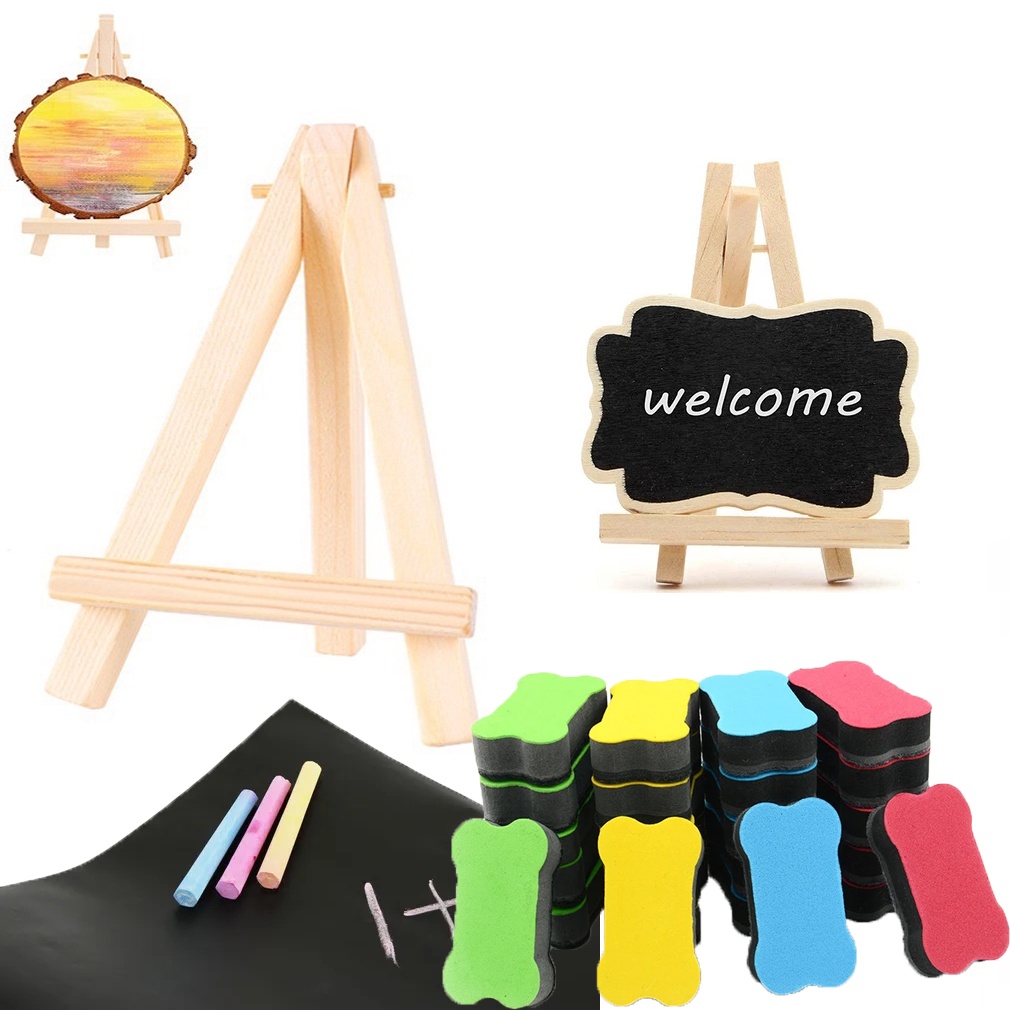 Giá Đỡ Bảng Đen Mini Bằng Vải Nỉ Hình Tam Giác Đa Năng Để Bàn DIY