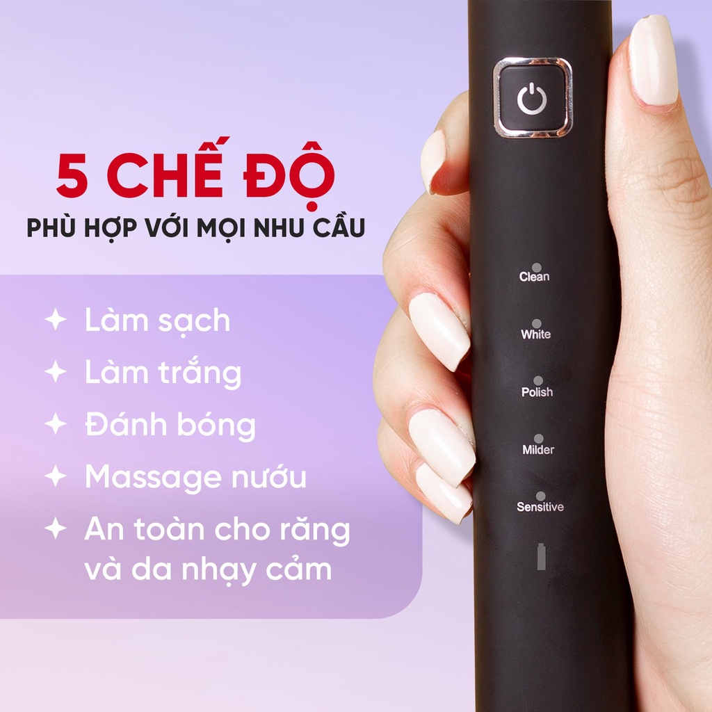 Combo bàn chải điện Brushie, máy tăm nước 360 độ Flossie và bộ kit làm trắng răng Smilee Max