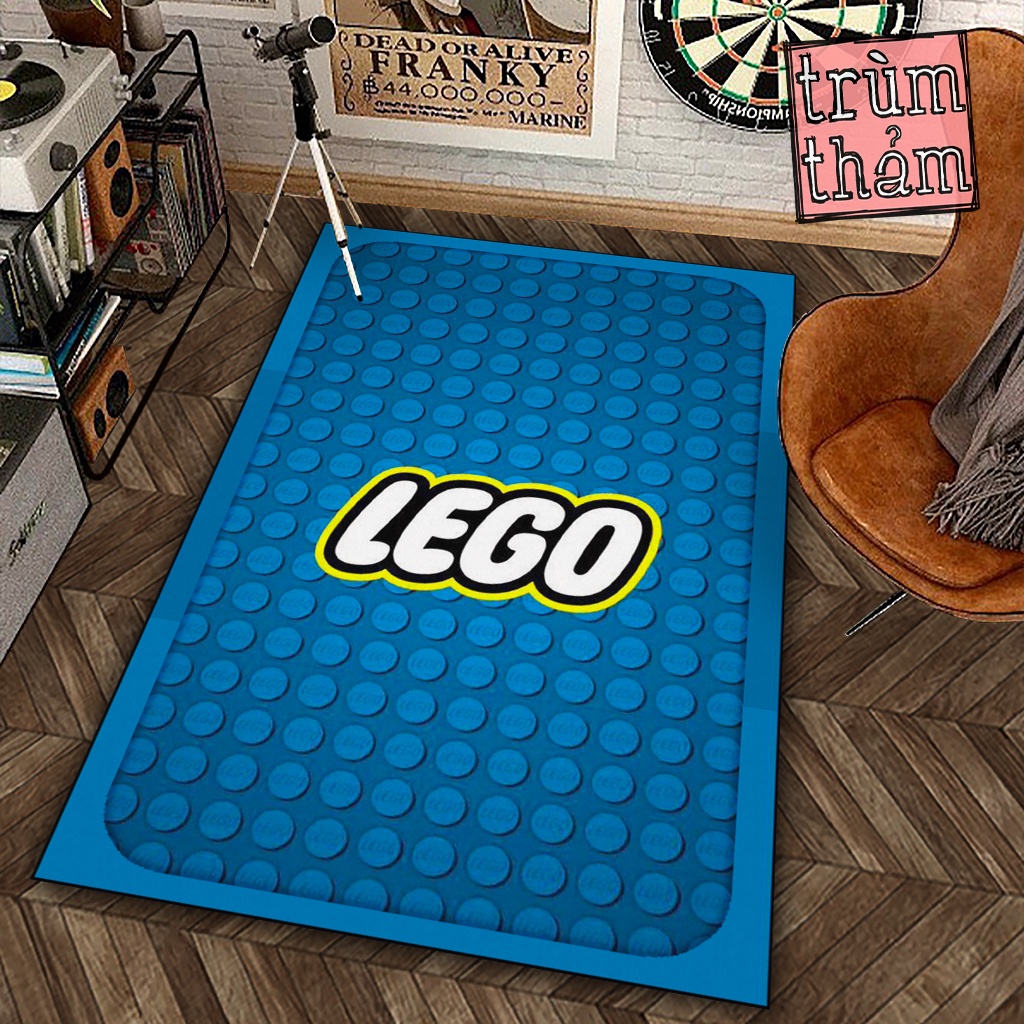 Thảm Trang Trí Lego Phông Nền Miếng Ghép Xanh 8Plus Decor Phòng Ngủ Phòng Khách Văn Phòng