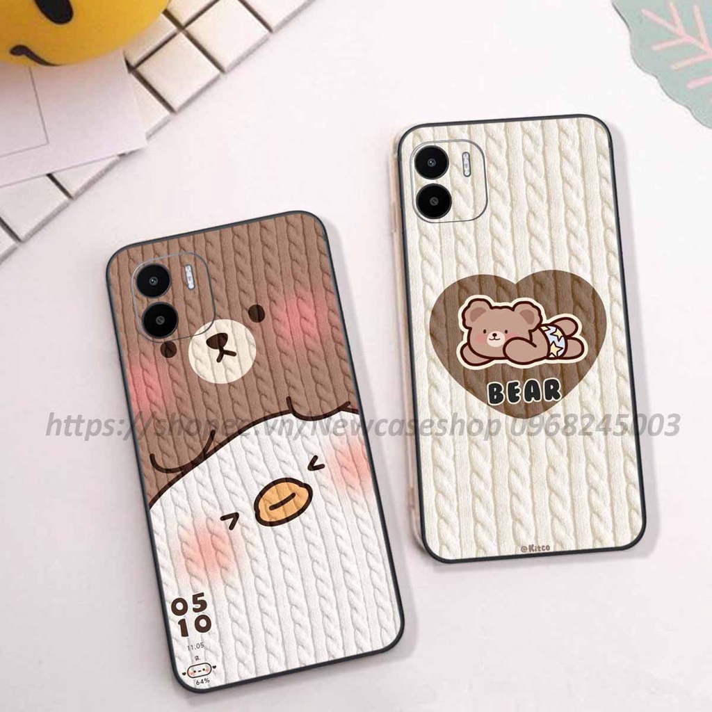 Ốp lưng Xiaomi Redmi A1 in hình họa tiết len Bear Cute