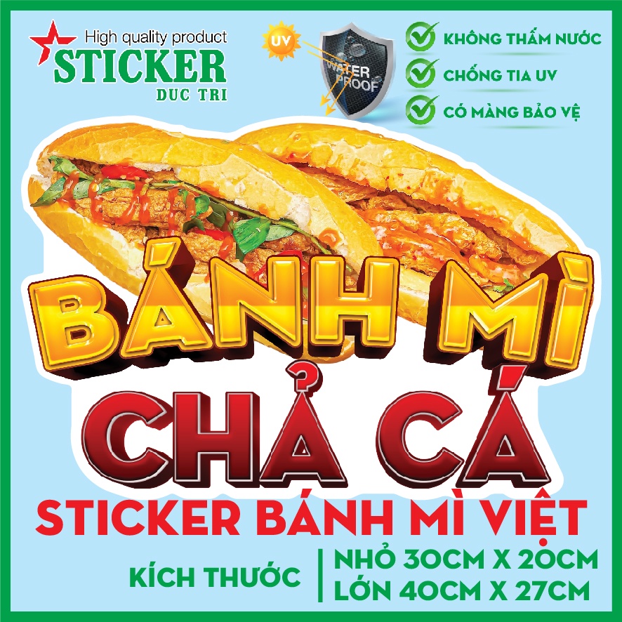 🔥 DECAL MIẾNG DÁN BÁNH MÌ CHẢ CÁ 🔥 DÁN TRANG TRÍ TƯỜNG, CỬA KÍNH, GỖ, GẠCH MEN, XE BÁN HÀNG... SANG TRỌNG