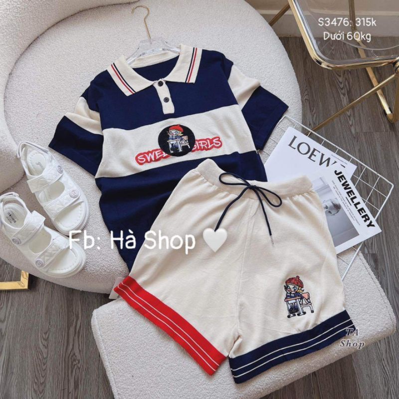 Sét bộ len cô gái ngồi bàn hàng QC