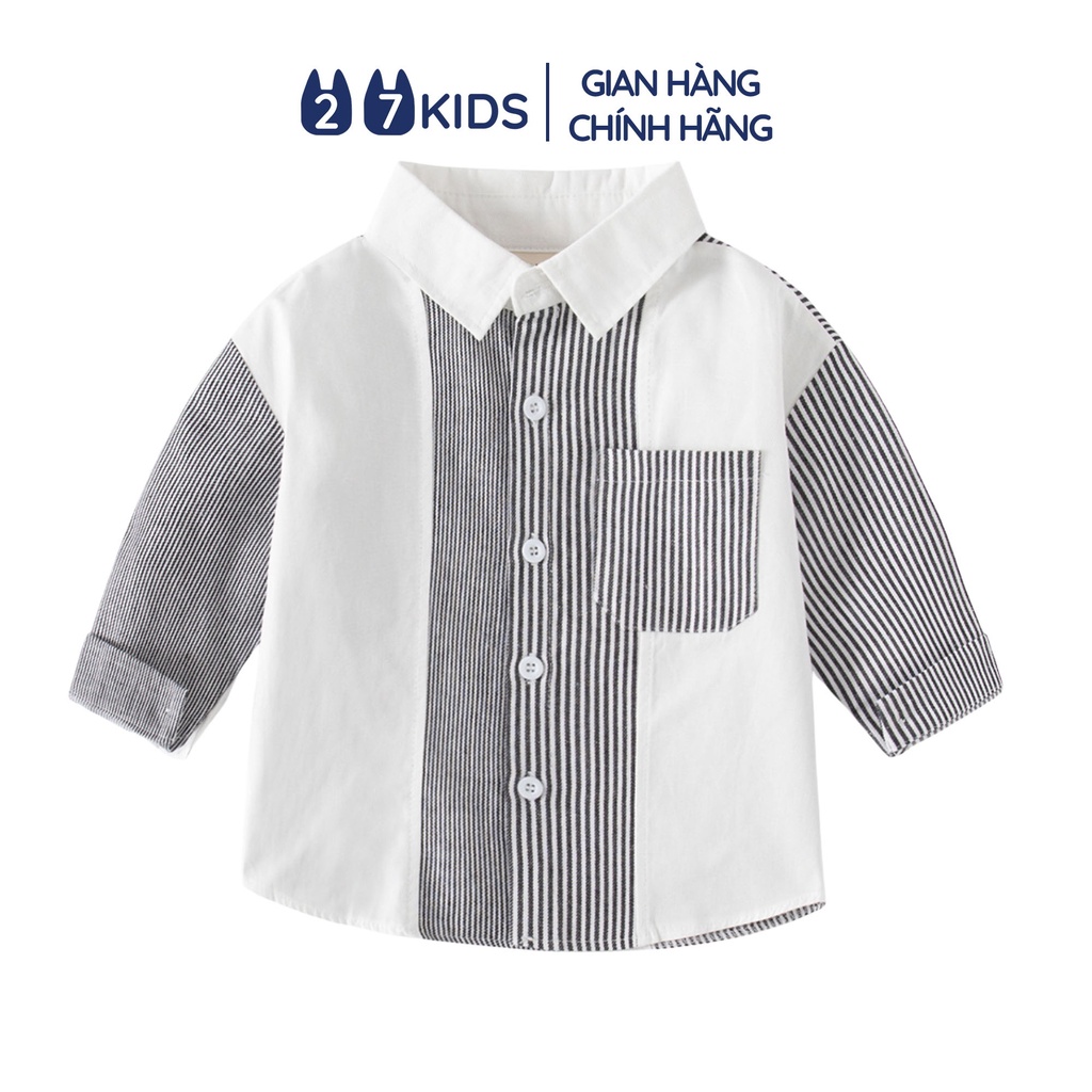 Áo sơ mi bé trai dài tay 27Kids áo cổ bẻ đơn sắc hiện đại đi học nam cho trẻ từ 2-8 tuổi BLSH2