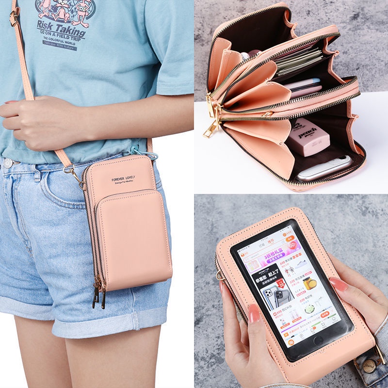 Túi Đeo Chéo Mini Bằng Da PU Có Thể Chạm Màn Hình Cảm Ứng Thời Trang Phong Cách Mới Cho Nữ