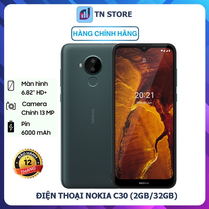 Điện Thoại Nokia C30 (2GB/32GB) - Màn hình cảm ứng 6,82" - Pin 6000 Mah - Hàng Chính Hãng - BH toàn quốc 12 tháng