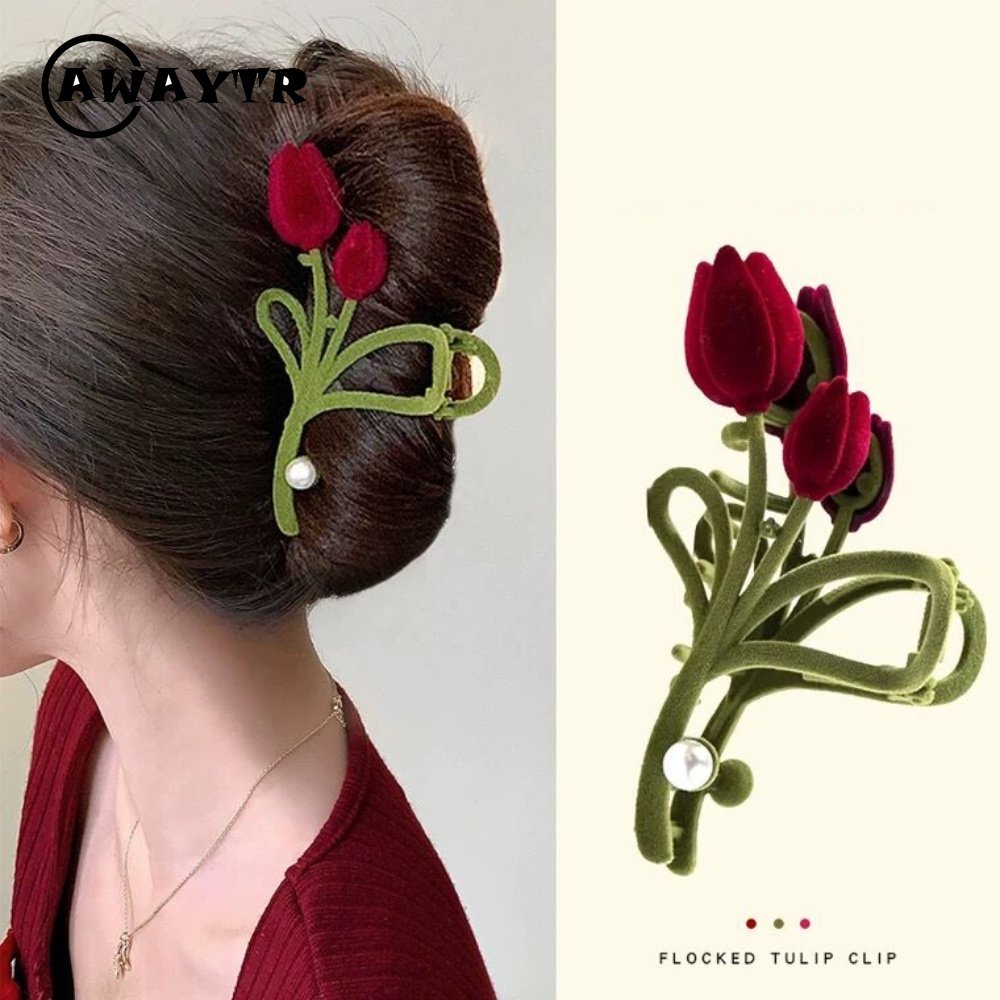 Kẹp Tóc Đính Ngọc Trai Giả Bằng Nhung Thời Trang Mùa Đông Hàn Quốc Cho Nữ