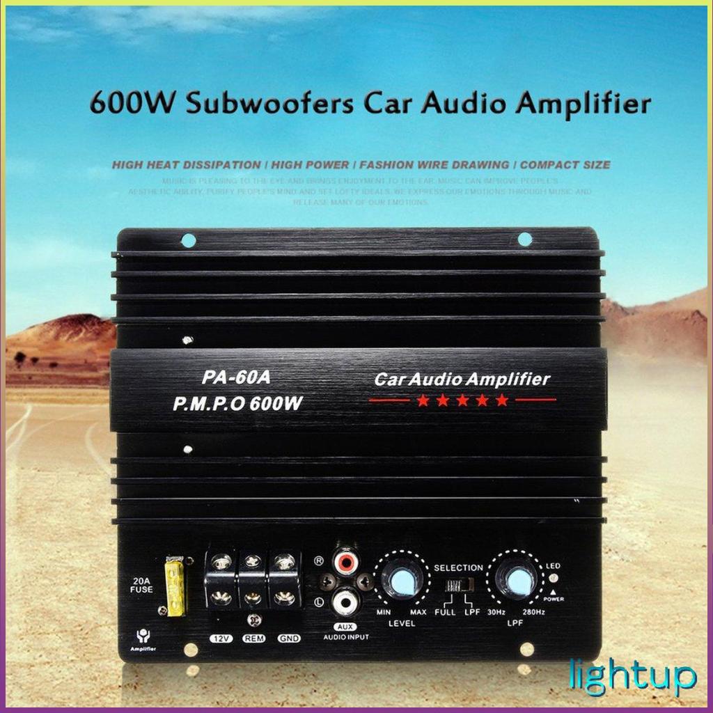Bộ khuếch đại âm thanh xe hơi công suất cao 12V 600W Loa siêu trầm mạnh mẽ Amp Pa-60A