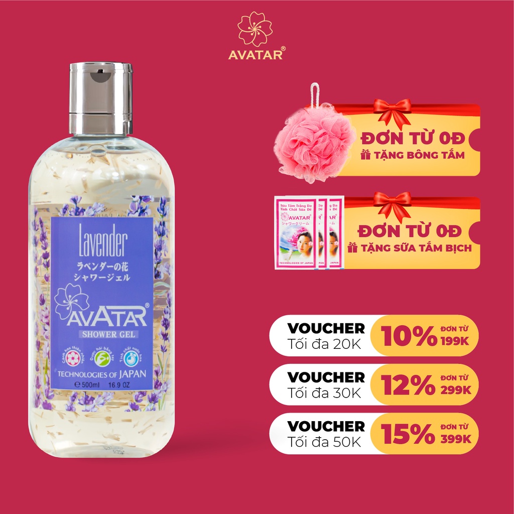 Sữa Tắm Avatar Lavender Hương Hoa Nhật Bản Với Cánh Hoa Thật Lavender 500ml