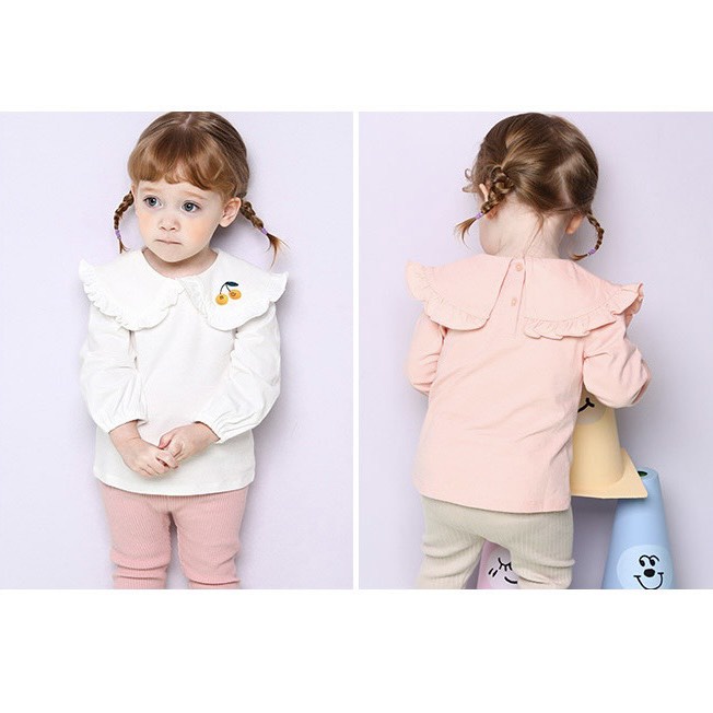 Bộ dài Bigbaby xuất hàn áo chất thun da cá mềm kèm quần legging thun họa tiết cherry cho bé 12-28kg