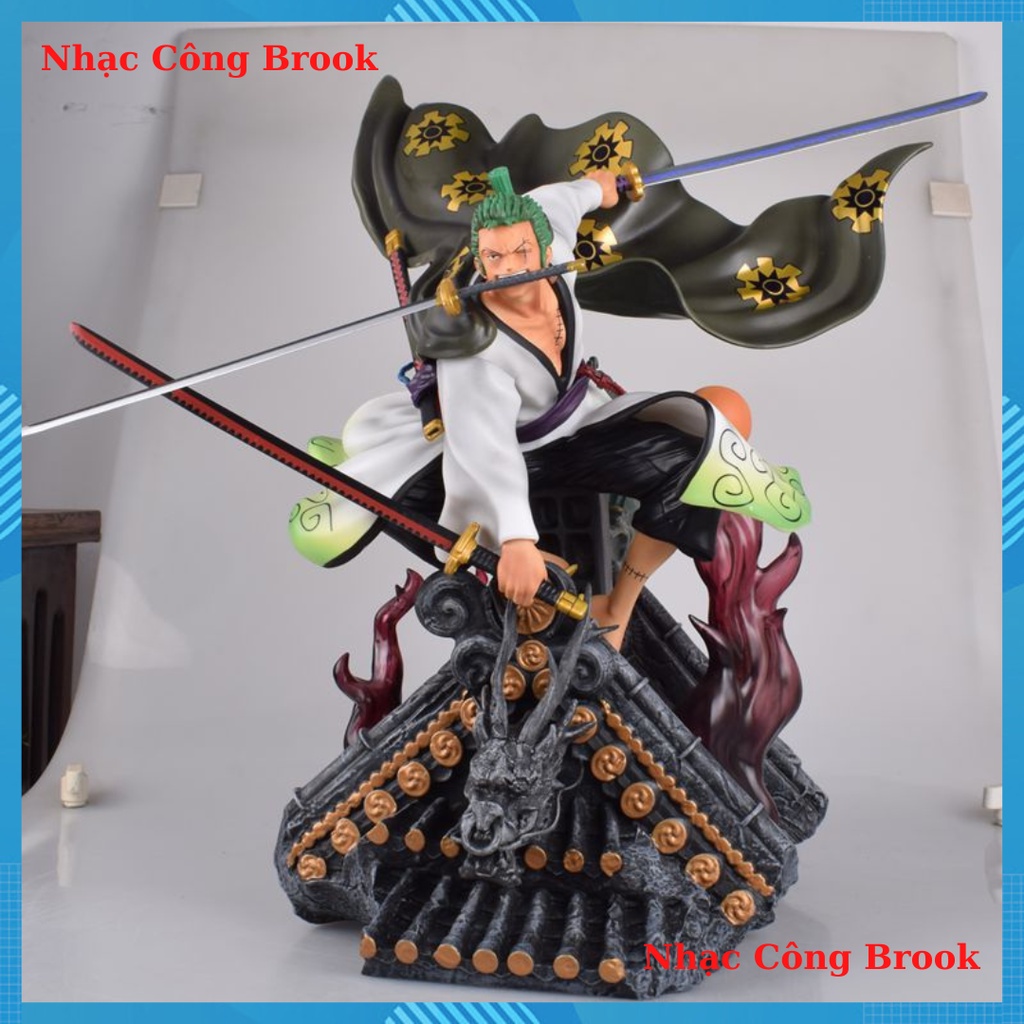 Mô hình zoro mái nhà  - mô hình zoro mái nhà wano onepice tam kiếm full box trang trí phòng học