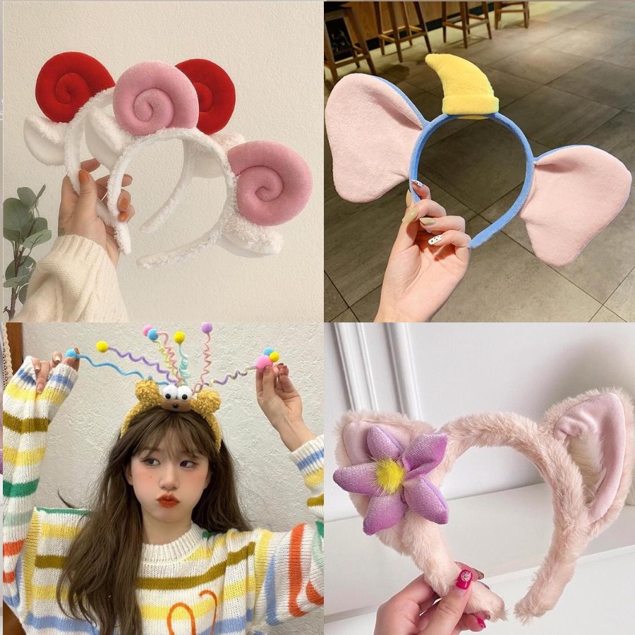 Băng đô cài tóc, bờm tóc hình thú 3D hàn quốc Tai voi, tai dê, hình quái vật,Cáo Lenabell