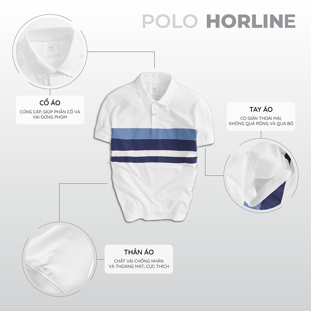 Áo polo nam, áo thun nam có cổ cotton cao cấp, chuẩn form slimfit, phối sọc ngang trẻ trung, thể thao LEBRO L122APL008