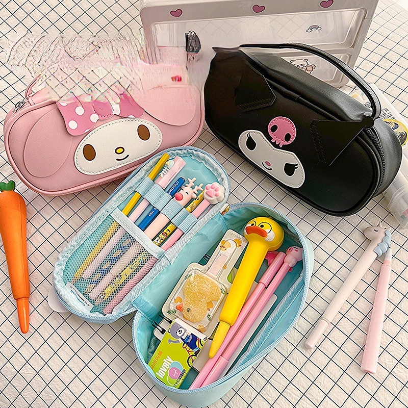 Túi Đựng Đồ Trang Điểm Cầm Tay Bằng Da PU In Hoạt Hình Melody Đáng Yêu Cho Học Sinh
