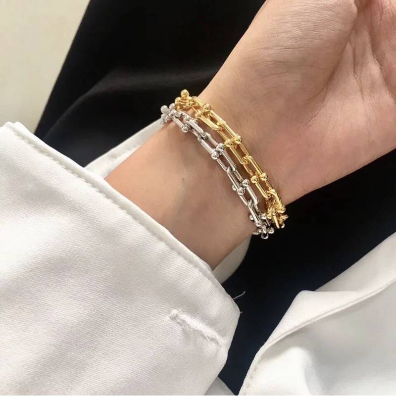 Tiffany & Co. Co. Vòng Đeo Tay Dạng Chuỗi Chữ U Màu Vàng Hồng Trắng Thời Trang Cho Nữ