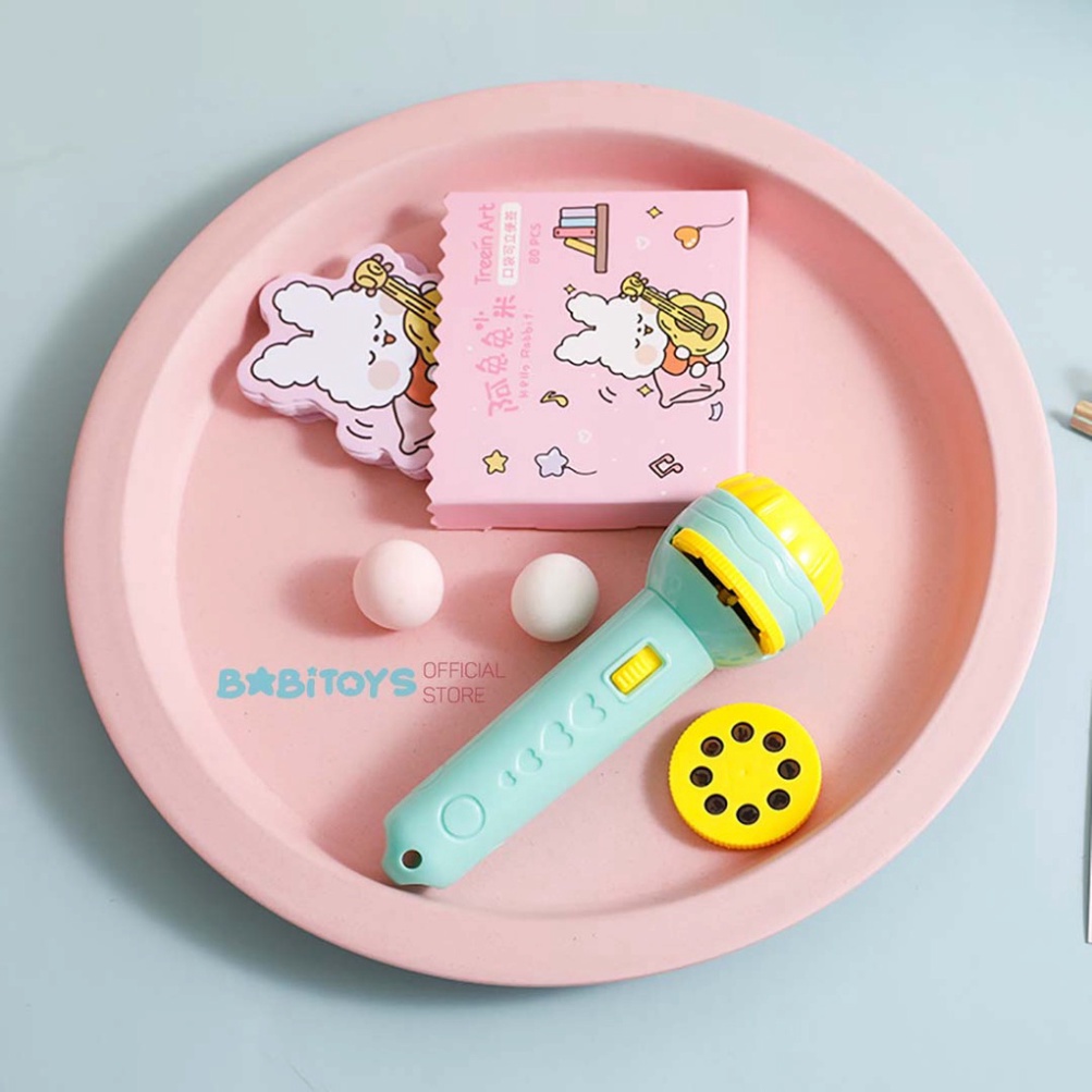 Đèn pin chiếu hình full 80 hình  động vật, giao thông, trái cây, đèn pin chiếu bóng nhiều chủ đề cho bé có hộp