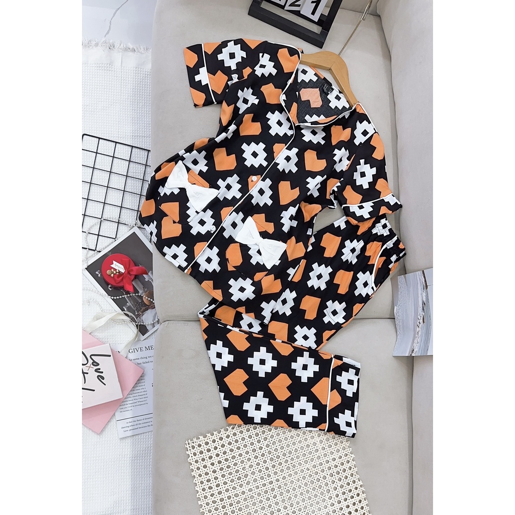 Bộ lanh quần dài 2 túi nơ hàng VNXK