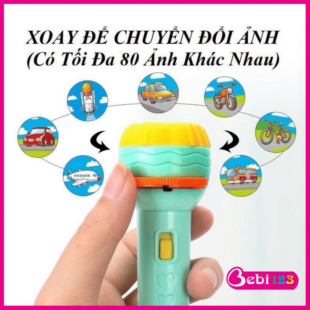 Đèn pin chiếu 80 hình ảnh cho bé thoả thích khám phá hoa quả, động vật, côn trùng, phương tiện, siêu nhân