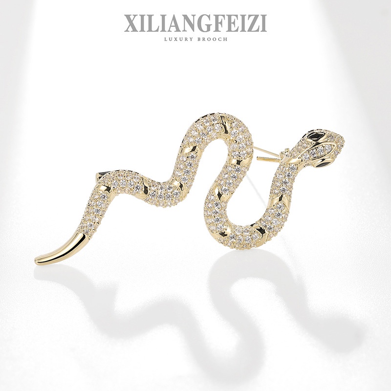 XILIANGFEIZI Ghim Cài Áo Hình Con Rắn Đính Đá Zircon Cao Cấp Tinh Xảo Trâm Phụ Kiện Quần Áo Sáng Tạo Thời Trang Quà Tặng Cho Nam Và Nữ