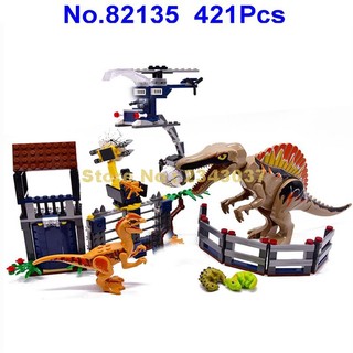 Bộ 421 miếng xếp hình LEGO hình khủng long trứng máy bay trực thăng dành cho trẻ 82135