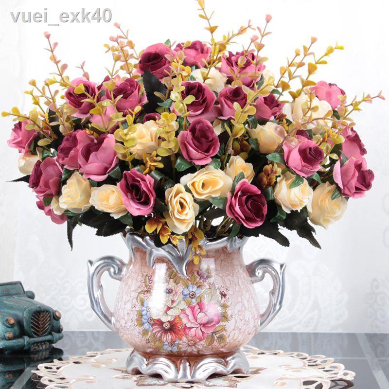 ✽❈۩Phong Cách Châu Âu Mô Phỏng Hoa Khô Phòng Khách Đồ Nội Thất Trong Chậu Bộ Đồ Trang Trí Trong Nhà Bàn Ăn Bàn Nhựa Hoa