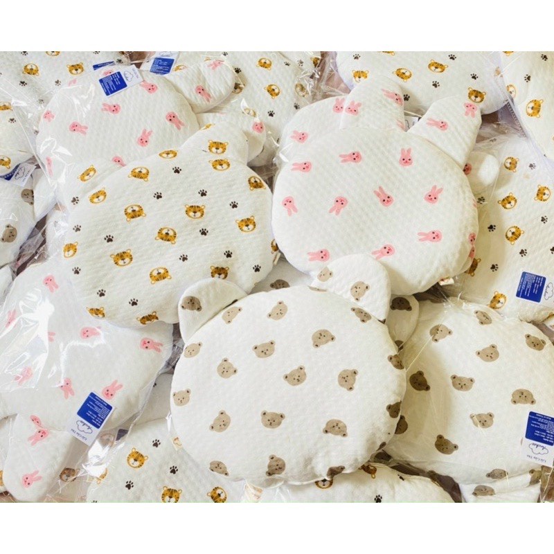 Gối Muslin Anchee hình Gấu Thỏ mềm mịn thấm mồ hôi cho bé sơ sinh