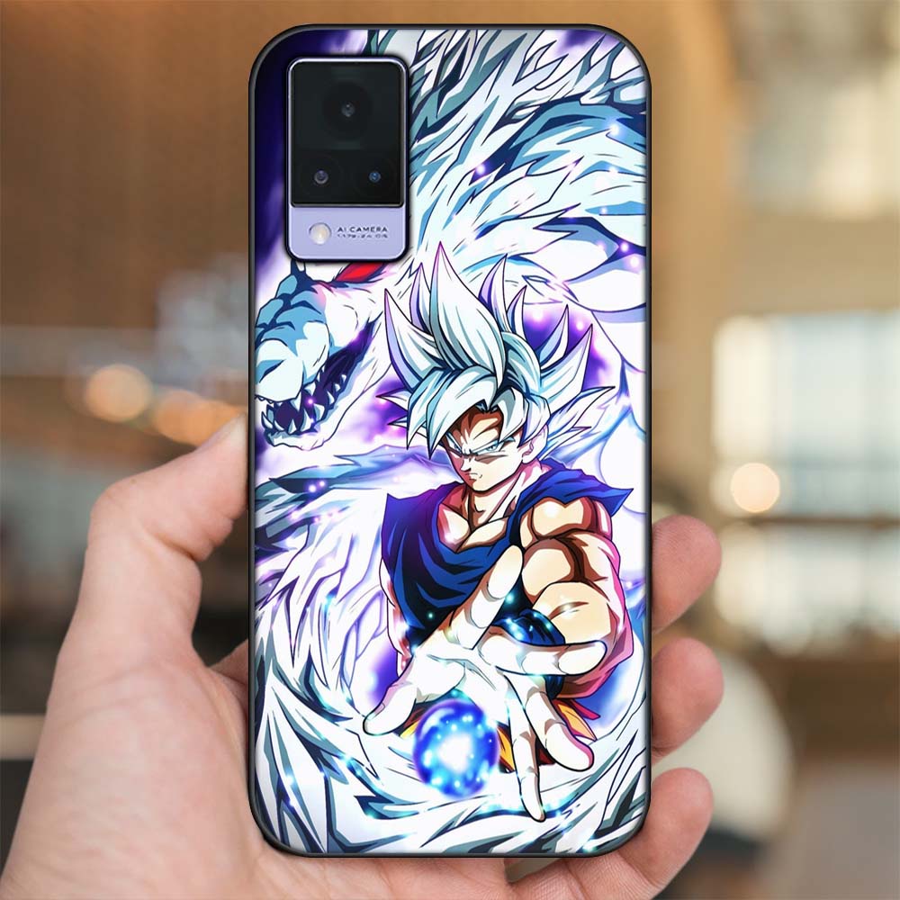 Ốp lưng Vivo V21 viền đen in hình Son Goku Dragon Ball Super Saiyan
