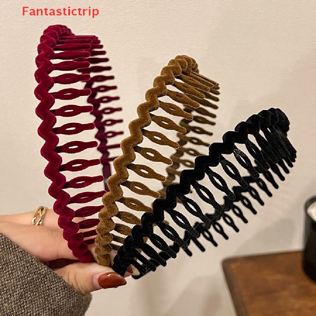 Băng Đô Cài Tóc Màu Trơn Có Răng Chống Trượt Thời Trang Cho Nữ