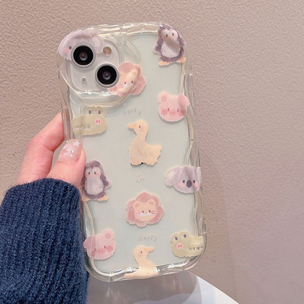 Ốp Điện Thoại TPU Mềm Trong Suốt Họa Tiết Động Vật Hoạt Hình Dễ Thương Chống Sốc / Dấu Vân Tay Cho IPhone 11 12 13 14 Pro Max