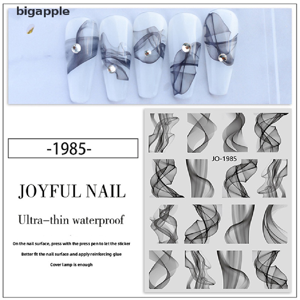 Miếng Dán Móng Tay Trong Mờ Màu Trắng Đen Phong Cách Pháp Độc Đáo