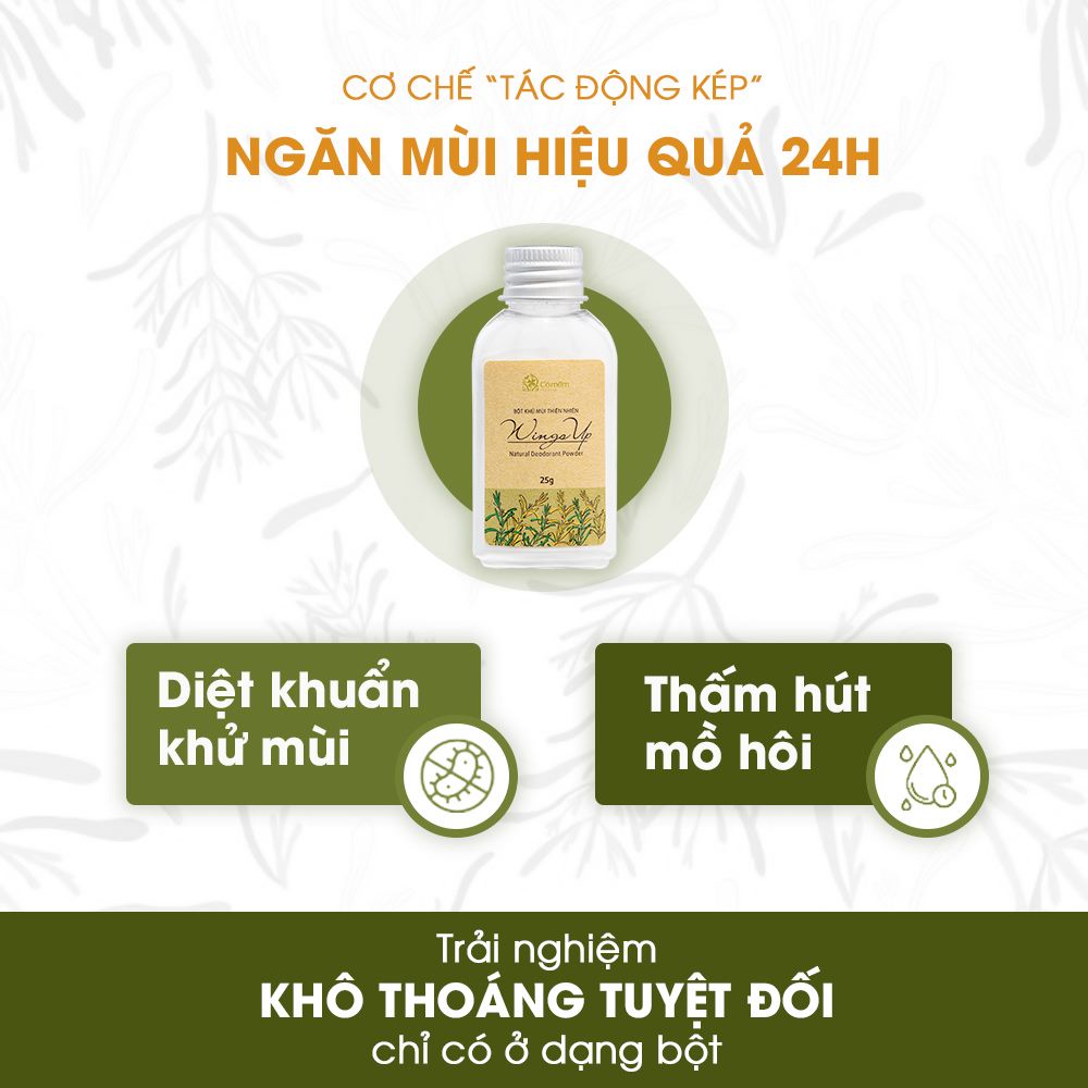 Combo 2 Bột Khử Mùi Wings Up Khử Mùi Hôi Chân Hôi Nách Giảm Tiết Mồ Hôi Hôi Cỏ Mềm 25g