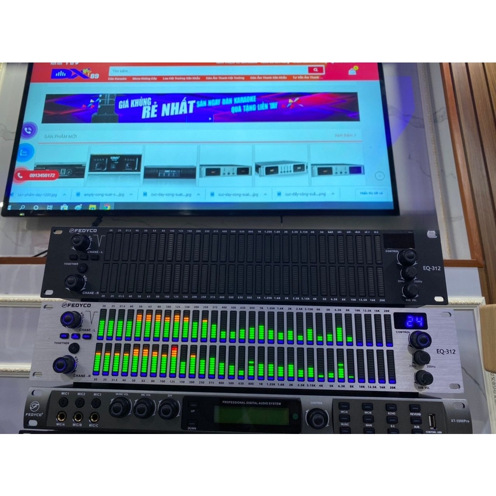 Lọc xì số equalizer Fedyco EQ312, 62 dải tần xử lý âm thanh chuyên nghiệp, Dùng cho karaoke gia đình, phòng hát