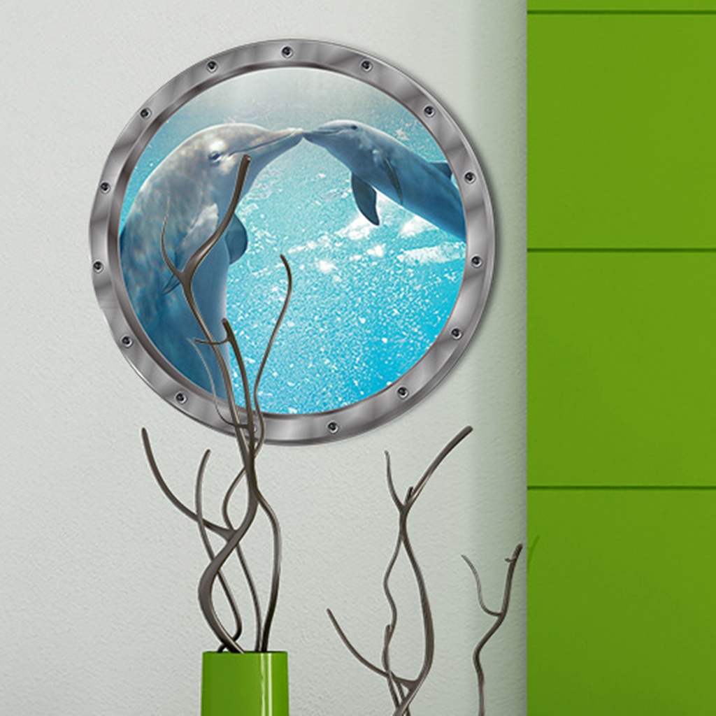 Giấy Dán Tủ Lạnh Tự Dính Bằng PVC Hình Cá Heo 3D Trang Trí Nhà Cửa