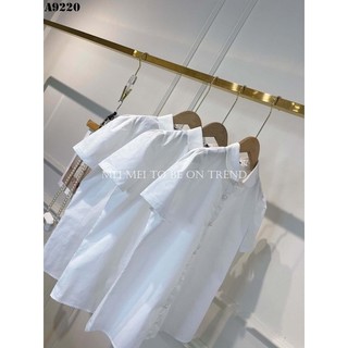Áo sơ mi cúc ngọc cổ sen OMN85