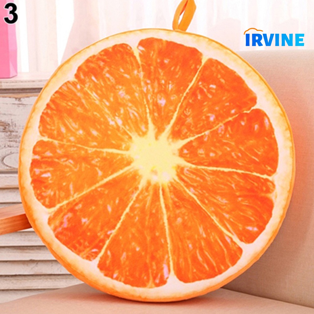 Đệm Tròn Lông Nhung Mềm Mại Lót Ghế Ngồi Hình Trái Kiwi / Dưa Hấu / Quả Cam