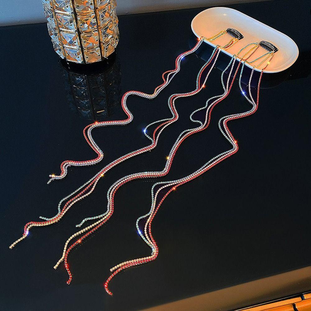 TWINKLE Kẹp Tóc Đính Pha Lê Nhiều Lớp Tua Rua Dài Phong Cách Hàn Quốc