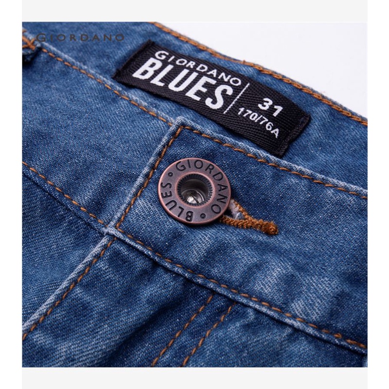 Quần jean denim giặt GIORDANO 18113902 năm túi cạp vừa cho nam