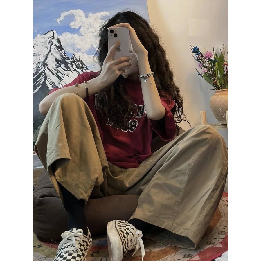 Áo thun đỏ Moment 1998 3158 PEONYB unisex [FREESHIP] Phông form rộng tay lỡ kiểu dáng cá tính đường phố hàn quốc đẹp