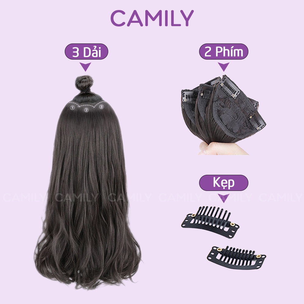 Tóc giả kẹp Camily 3 dải xoăn sóng cao cấp làm dày tóc CM01