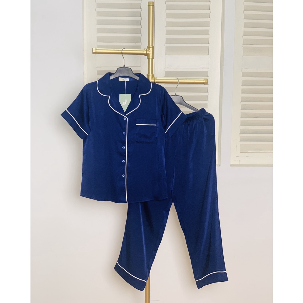 Bộ Pijama Trơn Tay Ngắn Quần Dài YAMOPAD Chất Liệu Lụa Nhật Cao Cấp Mềm Mại Thoáng Mát Có Độ Dày