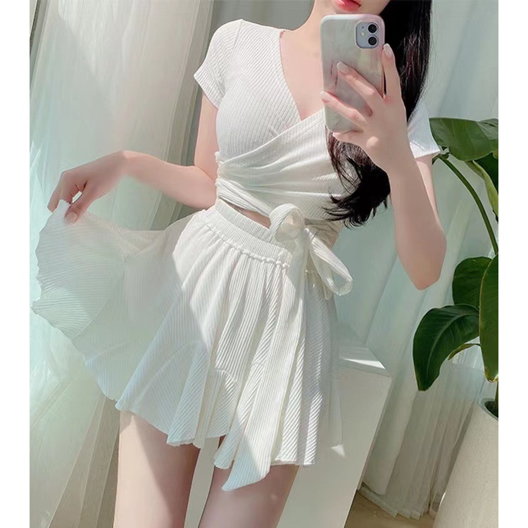 Bộ Đồ Bơi Váy Xẻ Tà Lưng Cao Nổi Bật Phong Cách Mới 2023 Cho Nữ Sinh