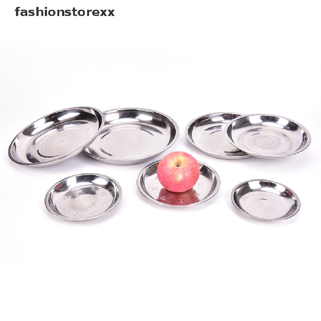 Đĩa ăn tối hình tròn bằng thép không gỉ đường kính 14-26cm cho cắm trại