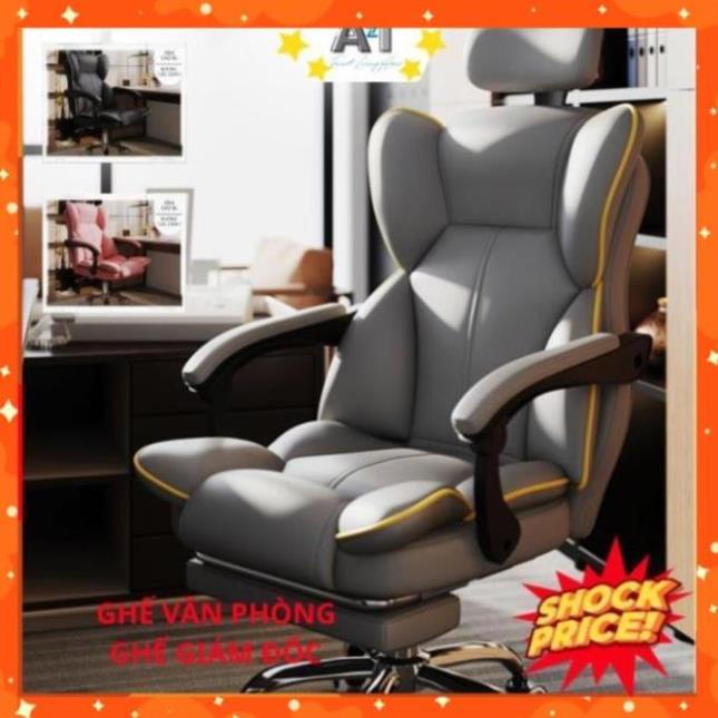 Ghế Văn Phòng,Ghế Giám Đốc Làm Việc Xoay 360 Độ Nệm Cao Su Có Gác Chân Bọc Da PU Cao Cấp Hàng Chính Hãng