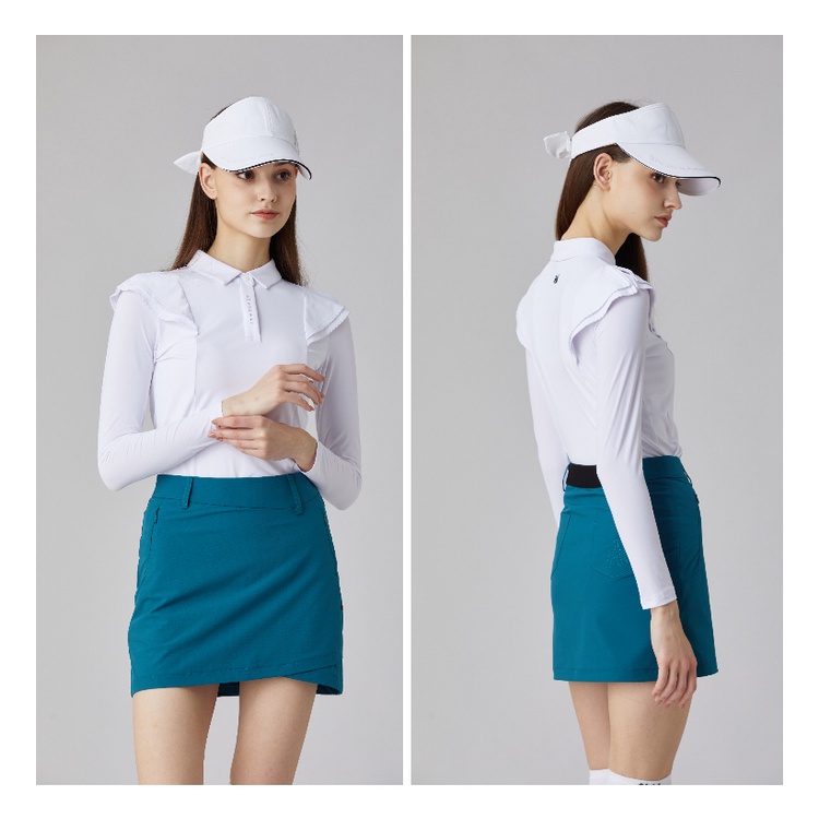 Bộ Trang Phục Đánh Golf Gồm Áo Thun Tay Dài Và Chân Váy Ngắn Vải Lụa Lạnh Chống Nắng Thời Trang Xuân Hè Cho Nữ W1J1