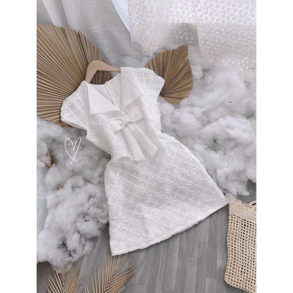 Đầm/váy ren hoa nổi đính nơ tiểu thư siêu nhẹ nhàng My.Clothing V40