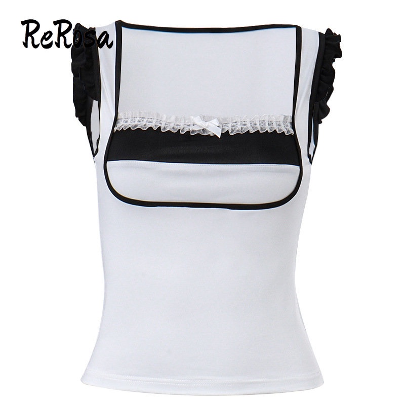 Áo Tank Top Cổ Vuông Phối Màu Tương Phản Thời Trang 2023 Cho Nữ